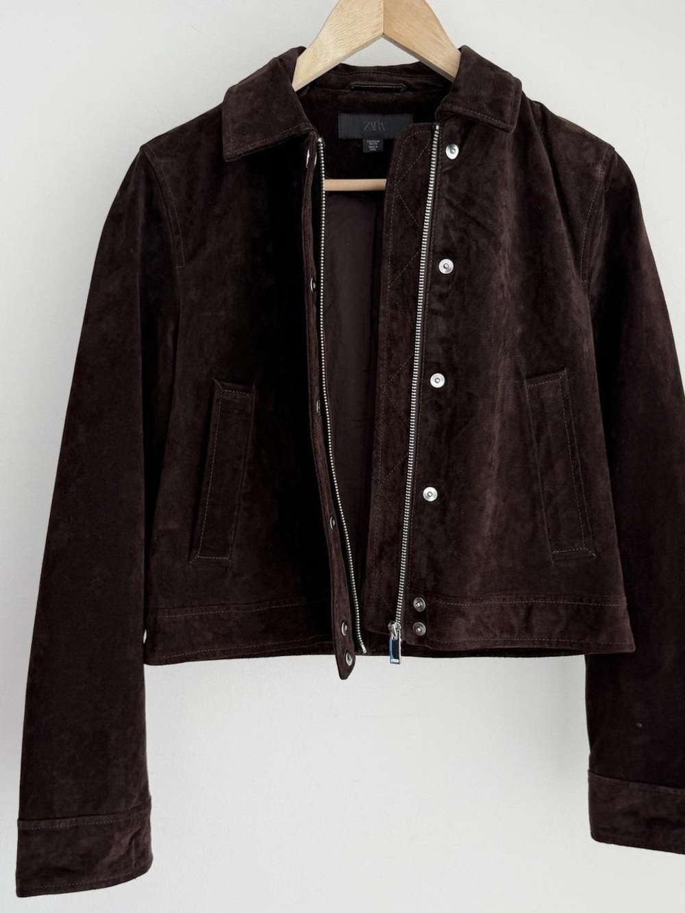 Zara 100% Suede Brown Leather Jacket